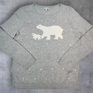 Talbots Petite Womens Polar Bear Sweater Winter Holiday Crewneck MP H65